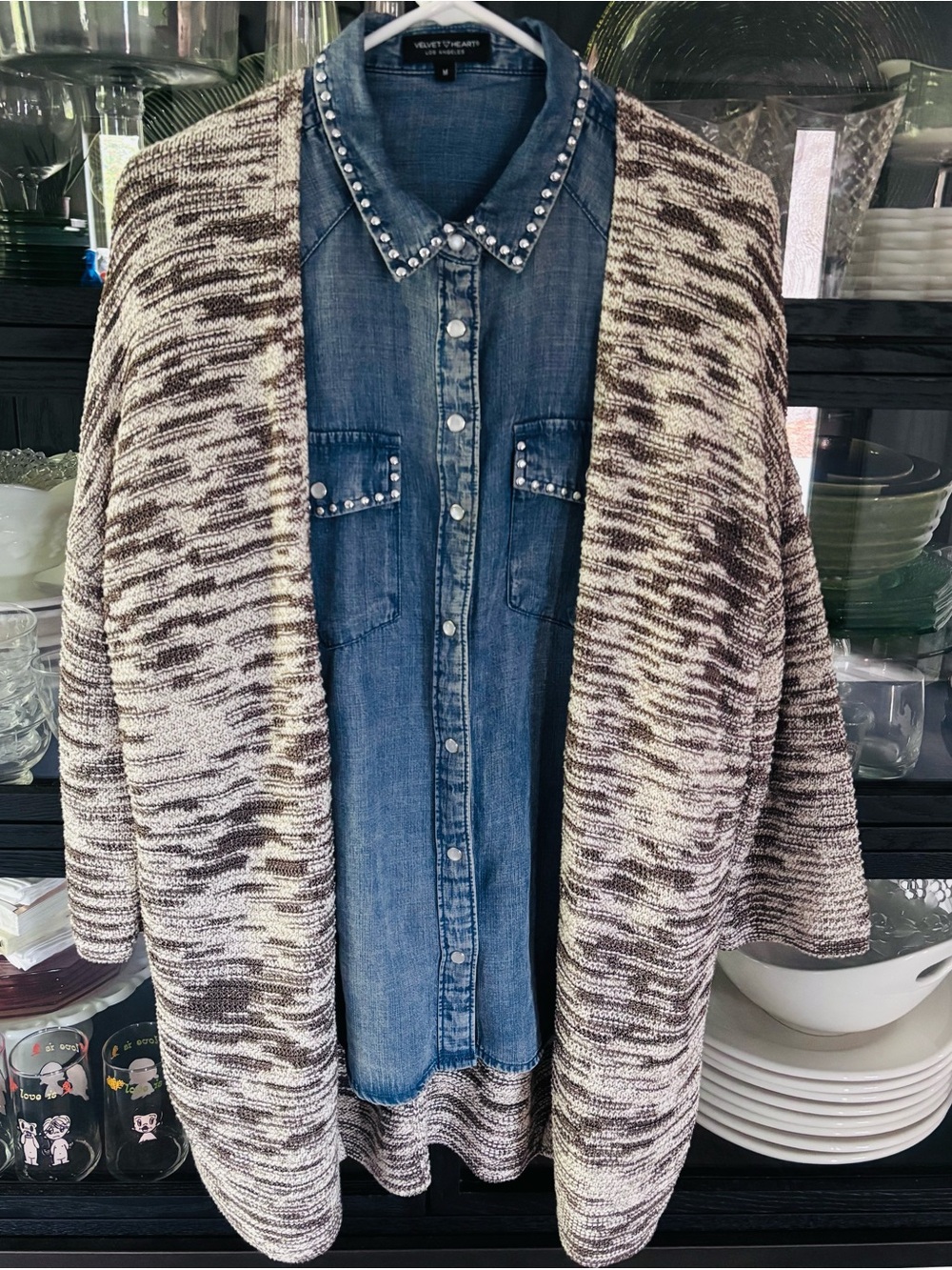 j. jill Cotton Cardigan in Taupe Weave EUC